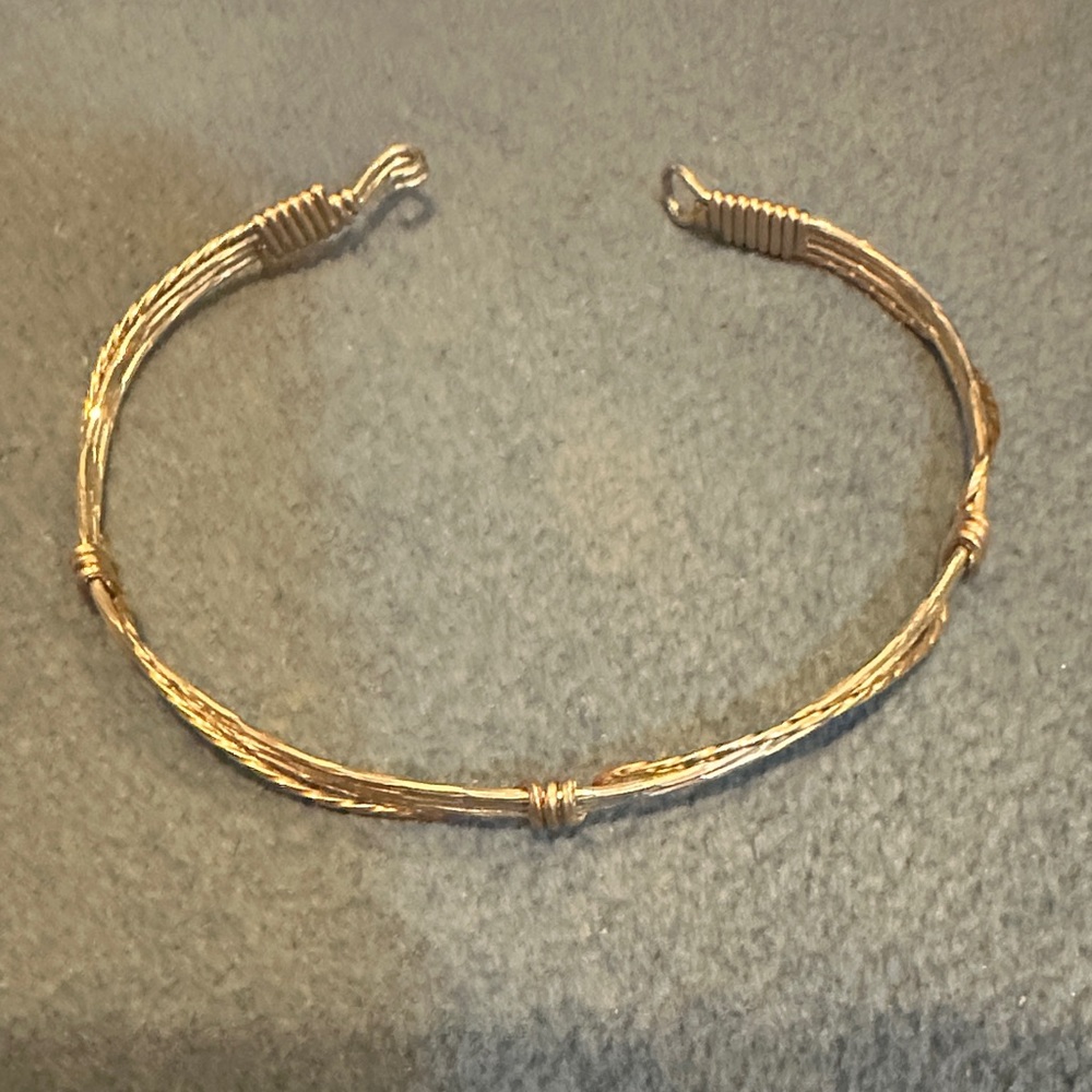 Ronaldo Gold and silver Wire Wrapped Bangle Bracelet